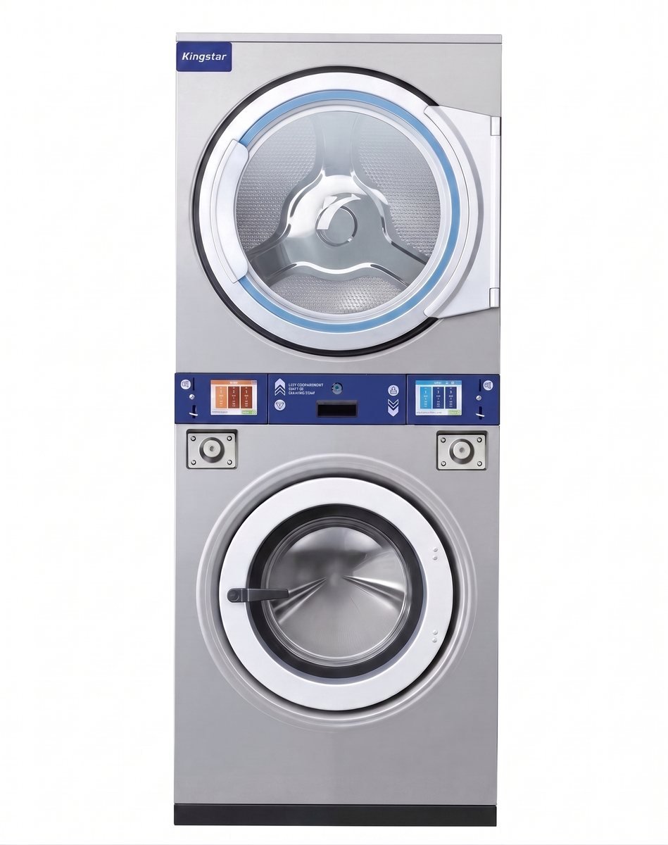 Kingstar coin-operated stacked washer dryer combo, 12 to 20 kg
