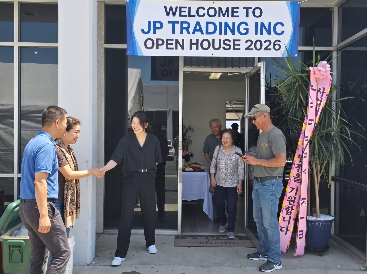 Guests being welcomed at the entrance to the JP Trading Inc. and Kingstar America Open House 2026 in Anaheim, California.