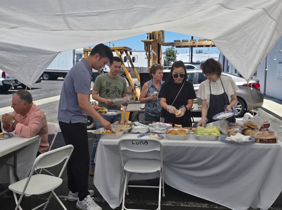 Kingstar America team hosting a customer appreciation cookout